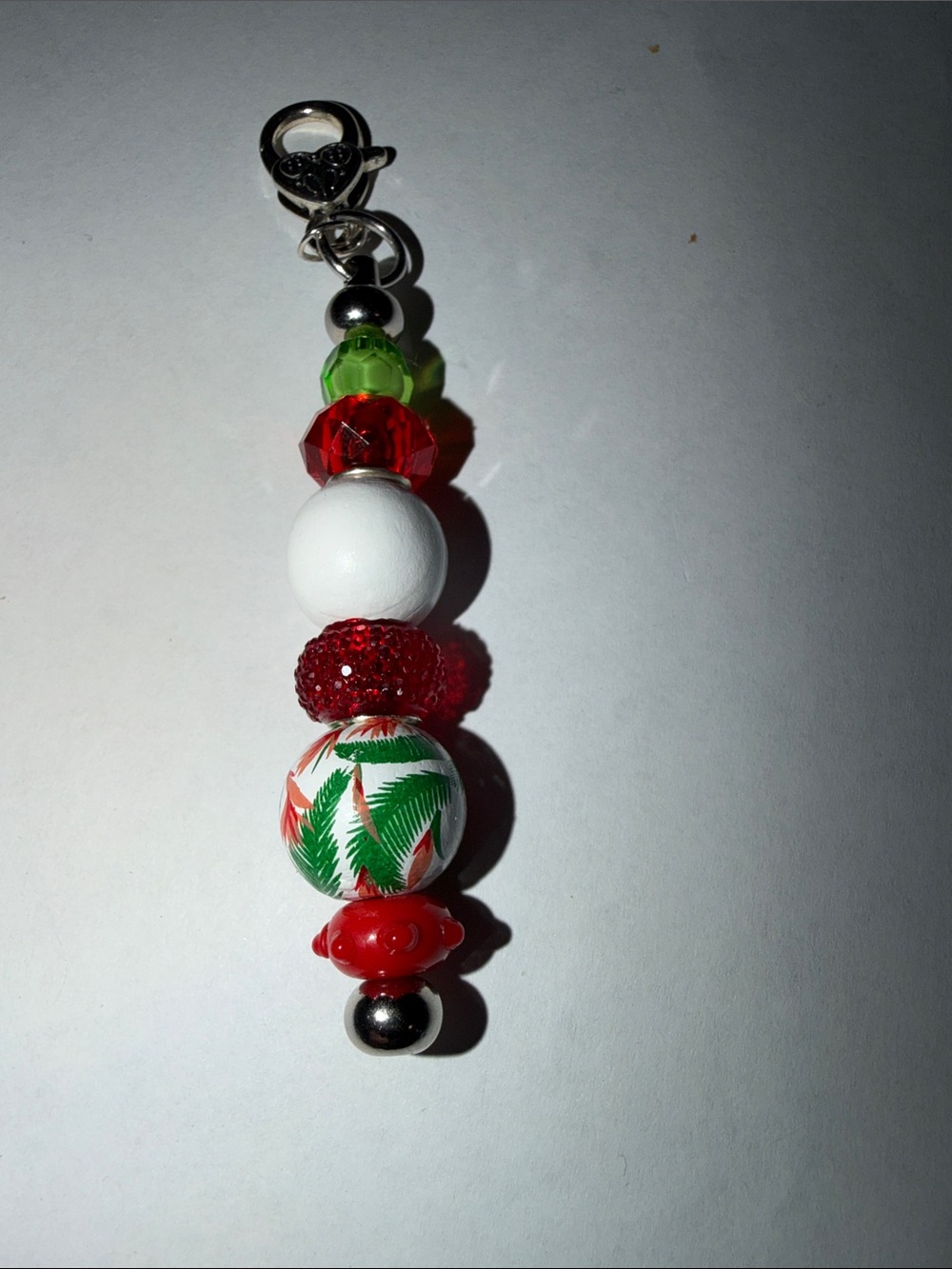 Festive Red & Green Beaded Charm Pendant